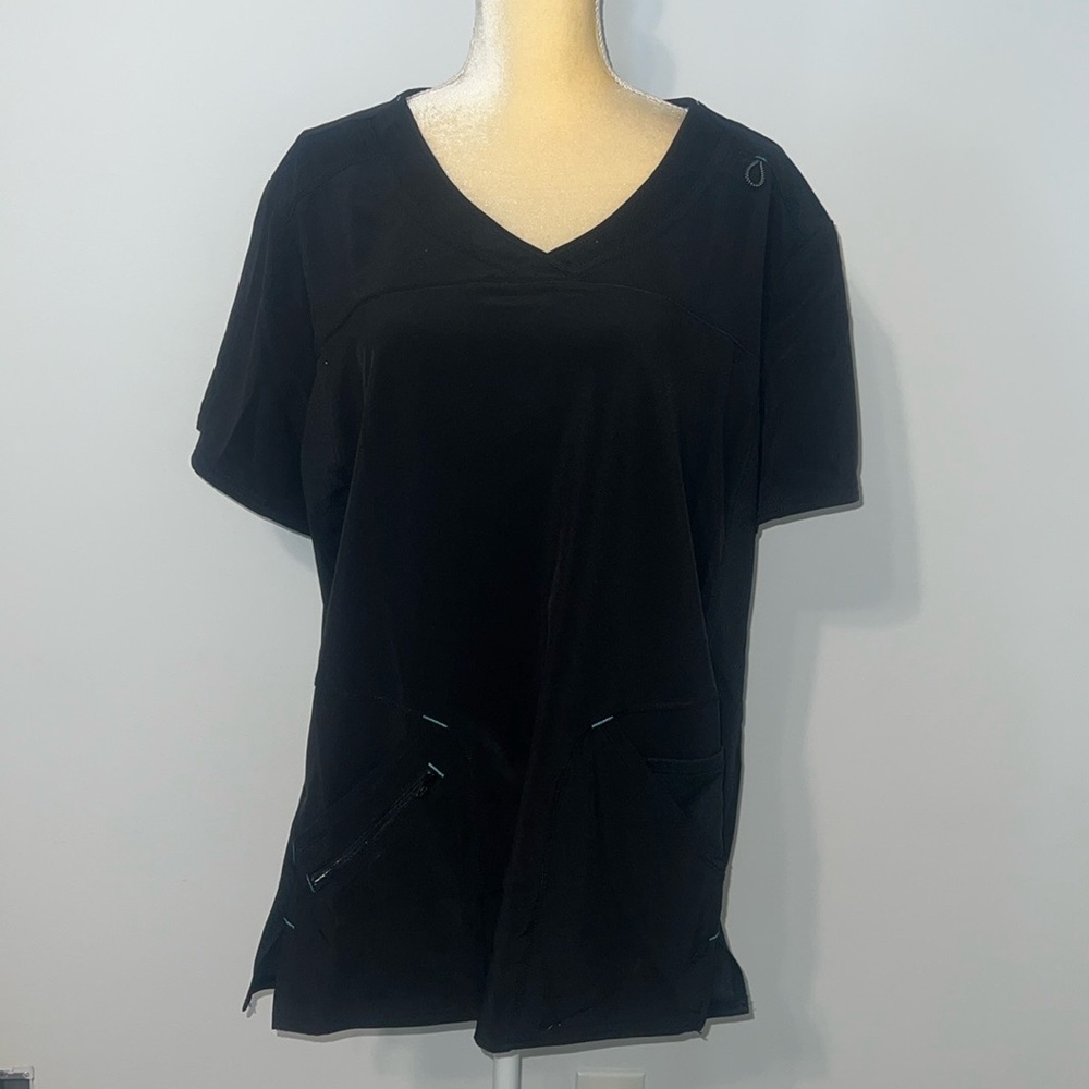 Scrubstar Black V-neck 3 Pocket Short Sleeve Scrub Top Size 2XL
